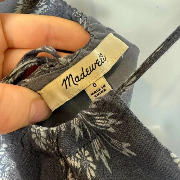 Madewell tie back button front midi dress blue floral sleeveless size 0 J32 - Picture 13 of 14